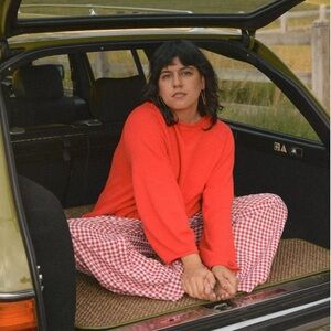 Sonderhaus Perfect Pant in Red Gingham size L NWT